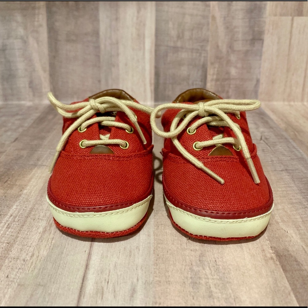 Ralph Lauren Polo Red Canvas Unisex Crib Shoe